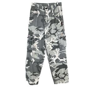 VTG Y2K Interstate pants camo cargo size 26-28 gray white black